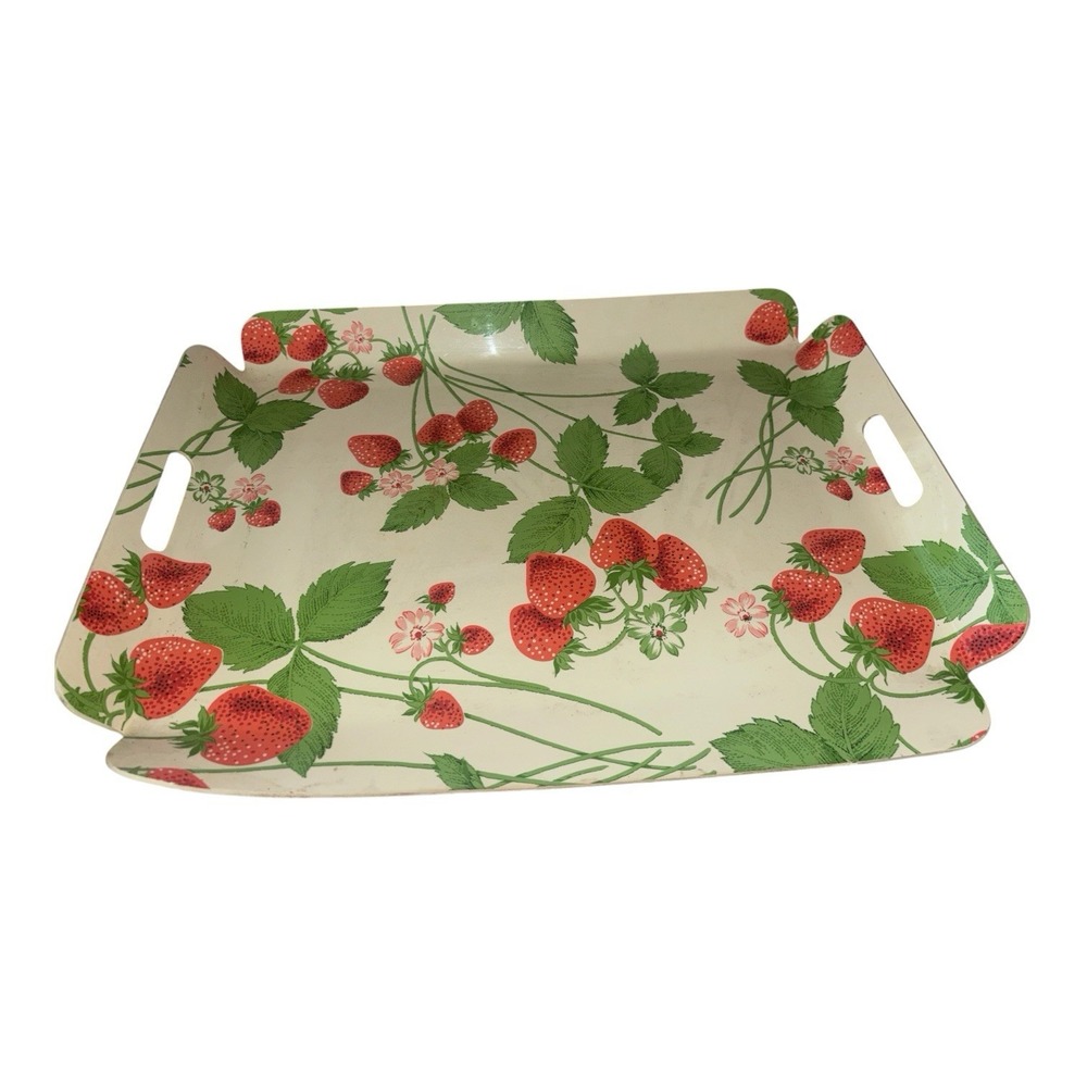 Vintage Strawberry Fiberglass Serving Tray Cottagecore Farmhouse Decor
